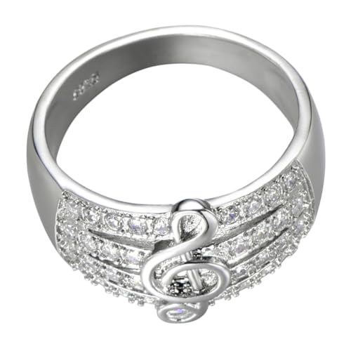 Bague note de musique en argent sterling pour femme taille 9