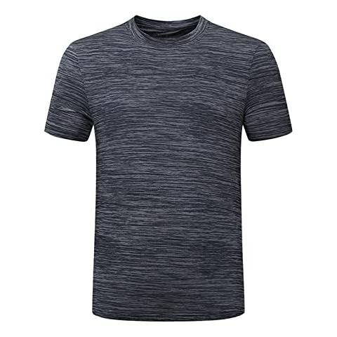 Plus Size Men's T-Shirt Fashion Summer Quick-Drying Short Sleeve Tees Simple Casual Round Neck Breathable Tops (Grey,7XL) Cover