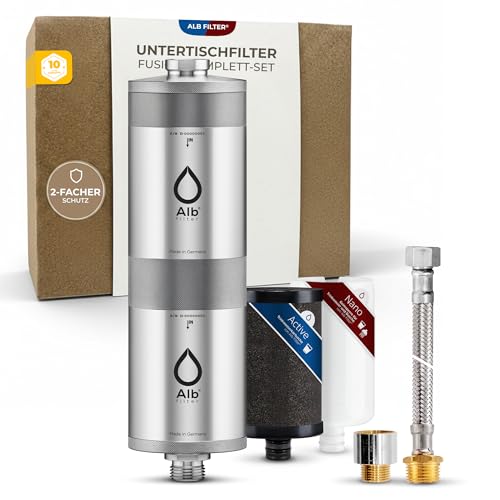 Alb Filter® FUSION Active+Nano Trinkwasserfilter gegen Schadstoffe und Keime | Untertisch | Made in Germany I Mit Protect Vorfilter (Edelstahl mit Protect)