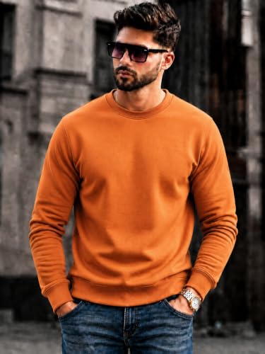 Image of Mack Jonney Men's Solid Winter Sweatshirt|Soft Fleece Fabric Full Sleeve Round Neck Sweatshirt|Stylish Casual Wear for Men-mj-281