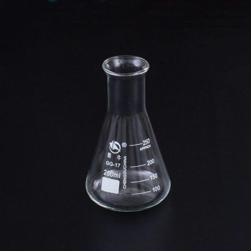 4Pcs 50ml to 250ml Trumpet-Shaped Glass Erlenmeyer Flask Glass conical Flask Lab Glass Triangle Flask Borosilicate Glass(250ml)