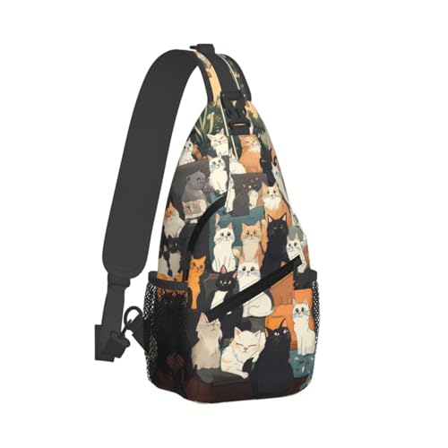Image of Crossbody Bag Cats-Familiy Sling Bag Backpack Chest Bags Shoulder Bag for Women Men