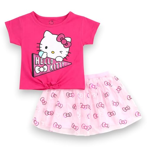 Image of Hello Kitty Girls 2-Piece T-Shirt and Skirt Set - Rose Pink Tulle 12