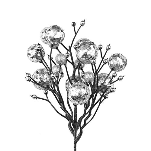 KI Store Silver Christmas Tree Picks Stems Pack of...