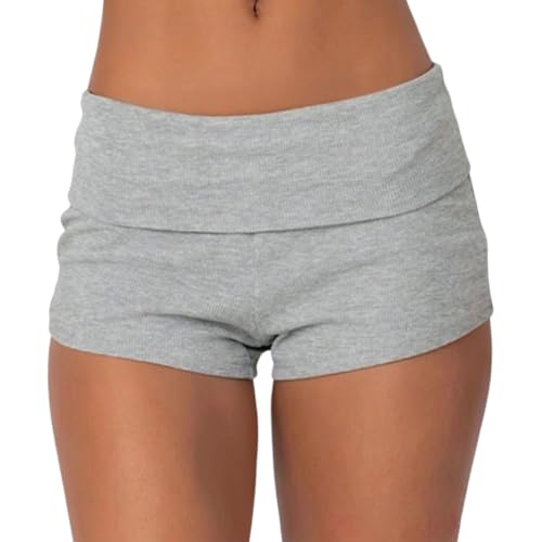 Image of Women Fold Over Mini Shorts Y2K Lounge Pajama Bottoms Low Rise Booty Shorts