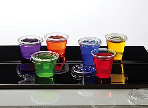 Party Essentials N210012 Squeezable Plastic 2 oz Jello Shot Glasses/Portion Souffle Cups/Condiment Sauce Containers with Lids, Clear, 100 Sets