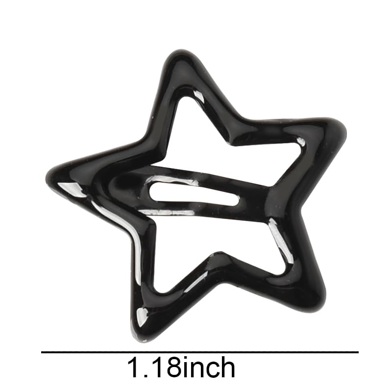 Miniatura 7 de Pinzas para el cabello pequeñas negras a presión con estrella Y2K, accesorios para mujeres y niñas, de metal, antideslizantes, pasadores para el