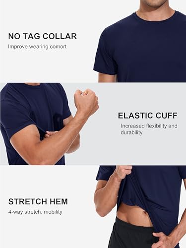 3 Pack Men's Dry Fit Shirts, Moisture Wicking, UPF 50+ Sun protecrion Shirts for Men Casual Athletic T-Shirts3