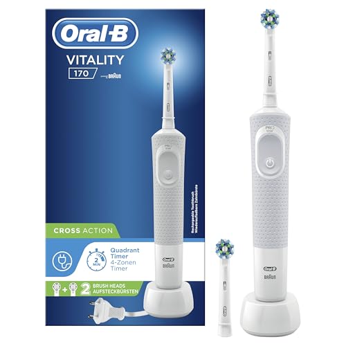 Spazzolino Elettrico Ricaricabile Braun Oral-B Vitality 170 CrossAction Bianco con 1 Manico 2...