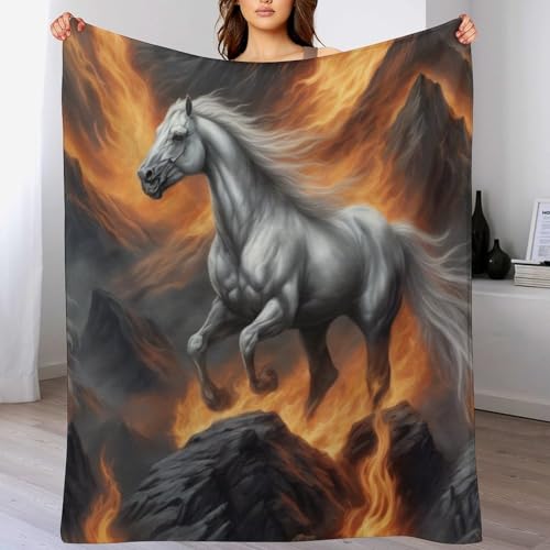 Couverture polaire en flannel de qualité supérieure avec imprimé cheval - 2