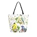 Mnsruu Sac à main en toile Sac à bandoulière pour femme Aquarelle Vintage Jolis Oiseaux Fleurs Papillon Sac de plage Multifonction pour femme