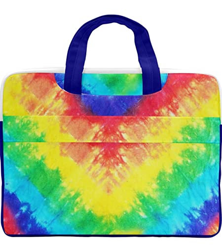 Image of CowCow Work Bag Unicorn Rainbow Colorful Tie Dye Double Pocket 13 inch Laptop Bag