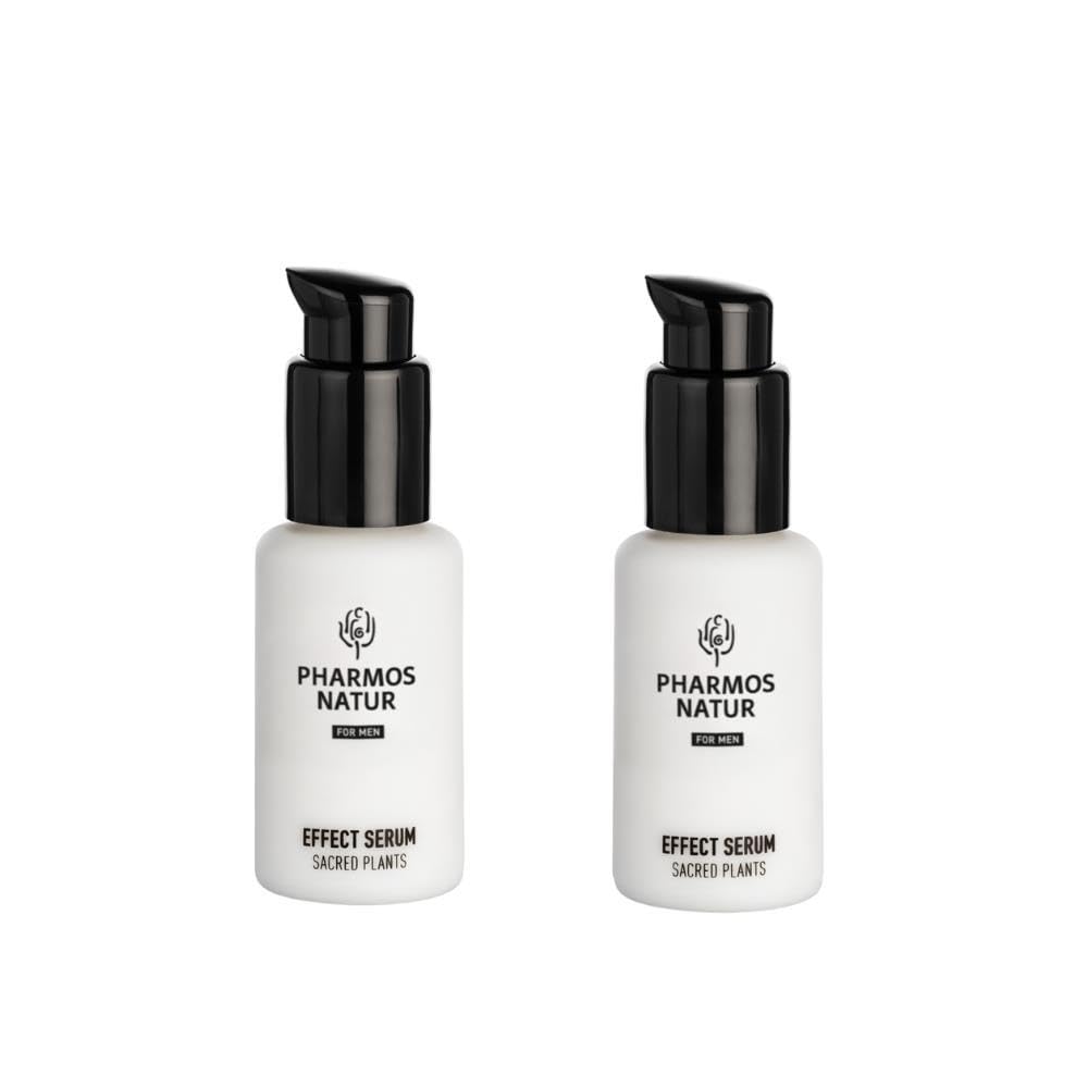 Pharmos Natur Nature Of Men Effect Serum 2x 50ml – Anti-Aging Gesichtspflege Vegan – Hautpflege mit Bio Aloe Vera & Traubenkernöl - Männerpflege Gesichtsserum Naturkosmetik