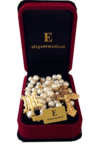 elegantmedical GOLD AAA 8-9MM pearls PEARL BEADS ROSARY CROSS NECKLACE CATHOLIC GIFT2