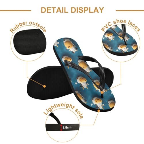 Flip Flop Sandals Cute Cows Print for Women Men Beach Outdoor XS3