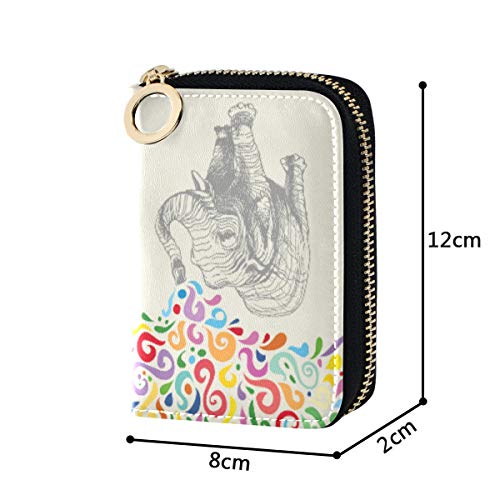 MOYYO RFID Credit Card Holder Case Elephant Colorful Fountain Leather Printed Zipper Card Case Wallet for Women Girls4