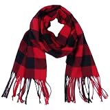 KorhLeoh Buffalo-Plaid Christmas Scarf for Women Men - Warm Shawl Wraps Christmas Accessories Gift