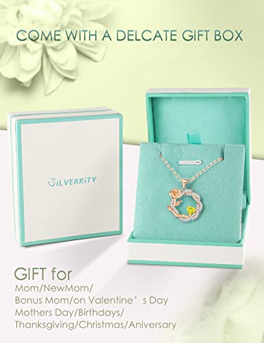 Silverkity 925 Sterling Silver Promise Forever Love Rose Flower Heart Birthstones Necklaces For Women With Cubic Zirconia Anniversary Birthday Classic Pendants Gifts Girls Wife Mom Lady Her Daily Wear Necklaces #TOP4