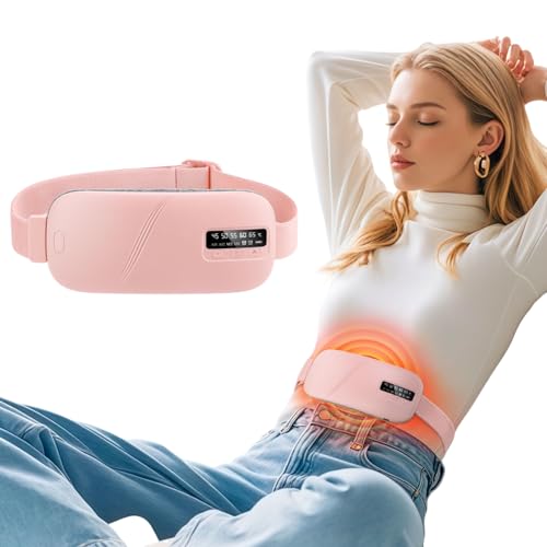 Sika deer Portable Heating Pad for Period Cramps Electric Waist Belt Device Menstrual Heating Pad with 5 Heat Levels and 4 Massage Modes for Cramps Relief Gift for Women and Girls