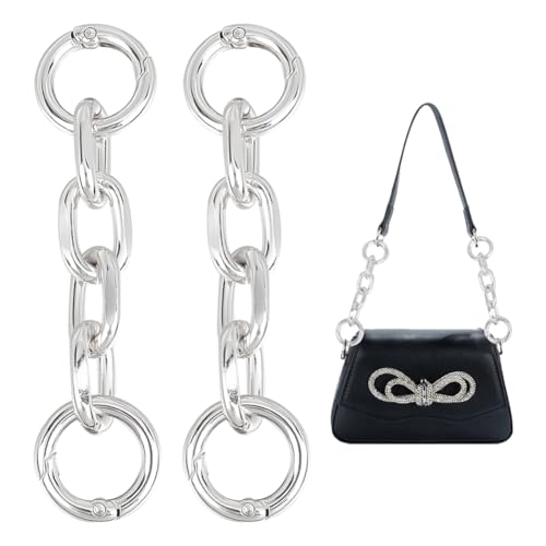 UNICRAFTALE 2 pieza Cadena de Bolso de Aluminio Cadenas Extensoras de Bolso de Platino Cadena de Bolso de 9.7 cm Extensor de Correa de Bolso de Hombro de Metal con Anillos de Resorte para Reemplazo