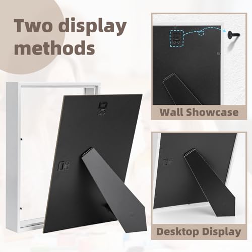 WISYOK 3D Bilderrahmen zum Befüllen A4, 3D Objektrahmen Tiefer 3cm, Tiefer Rahmen für Wand & Desktop, Shadow Box für Fotos, Objekte, Hochzeitsstrauß, DIY Kunstwerke -31x22,5x4,5cm (Weiß)