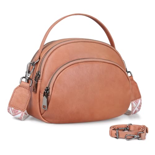 Image of HESHE Genuine Leather Crossbody Bags for Women Small Shoulder Purses