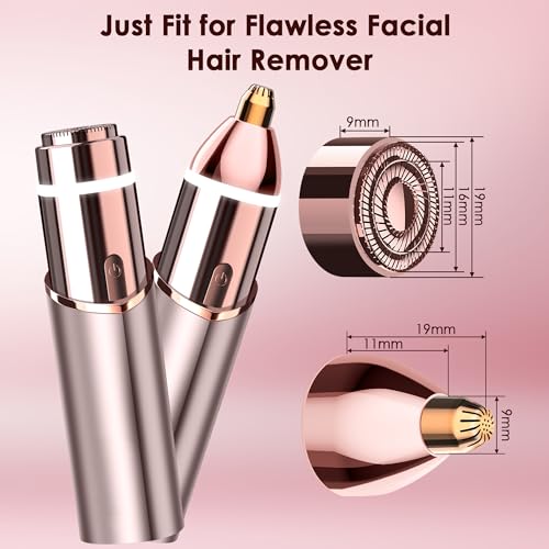 Image of Gen 3 Replacement Heads for Finishing Touch Flawless, 18K Gold Painless Facial Hair Remover Blades with Exclusive Eyebrow Trimmer Head, 1 Facial + 1 Eyebrow Replacement Heads Set for Women
