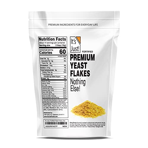 It's Just - Yeast Flakes, Nutritional Yeast, Premium Fortified, Nooch, Vegan Cheese Substitute (8 Ounces) #TOP1