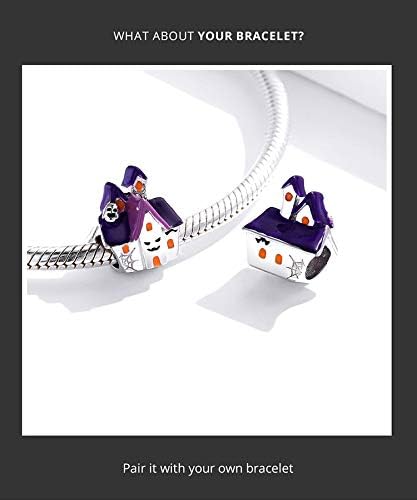 Halloween for Women 925 Sterling Silver Beads Halloween Pumpkin Skull Enamel Charm for Bracelets (A) - Image 5