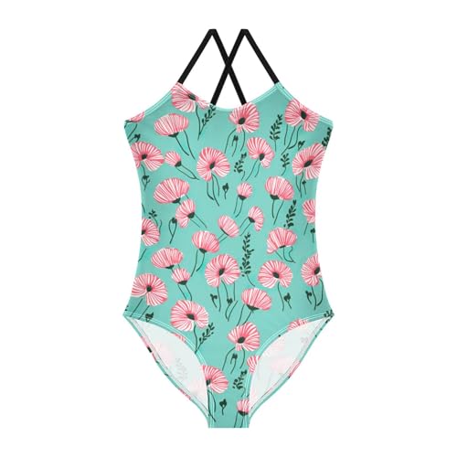 Flowers Floral Pink Girls One Piece Swimsuit Beach Swimwear 20849918