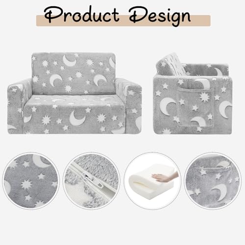 Canapé pour enfant phosphorescent et convertible en chaise longue XL - 7