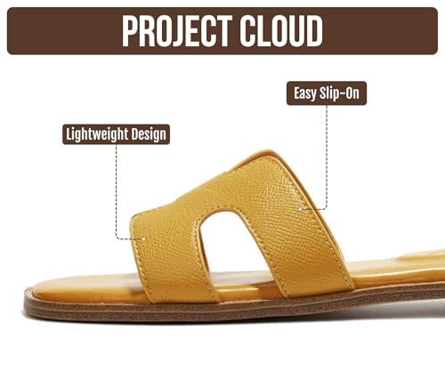 Image of Project Cloud 100% Genuine Leather Sandals for Women 2026 - Fashion Flat Womens Sandals with Memory Foam Insole Slides Sandals Women Footwear - Mules Women's Sandals (Jannel)