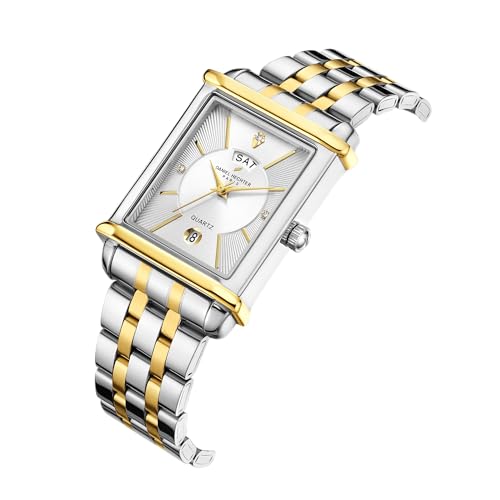 Image of Daniel Hechter Paris Etoile Collection Watch for Men Analog Watch - Rectangular Dial with Day & Date Display, Stainless Steel Strap, Quartz Movement
