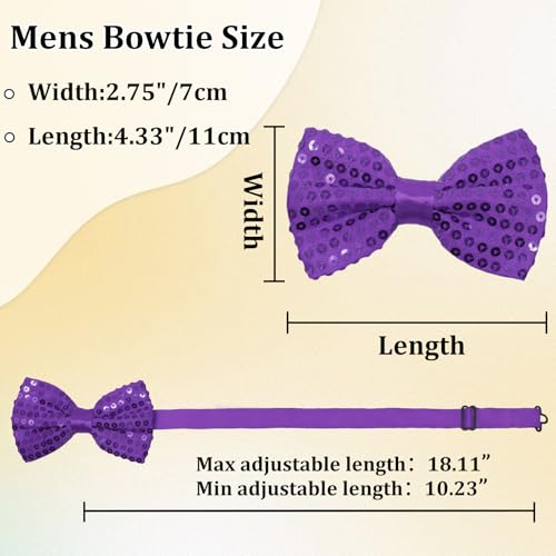 Image of Sequin Bow Ties for Men, Sparkling Mens Bow Tie for Prom Recital | 4.33 inch x 2.75 inch, Pre-tied Men's Bow Tie, Adjustable Strap, Shiny Sequin Surface, Assorted Versatile Hues, for Festival Party