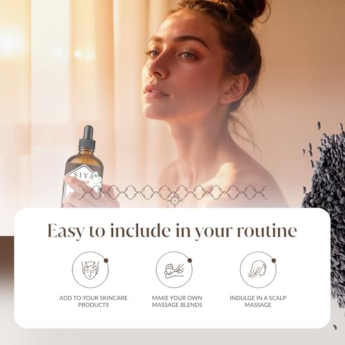 Image of SIVA ORGANICS Black Seed Carrier Oil with Dropper, 4 Fl Oz (118 ml) | Organic Black Seed Oil for Hair Care, Hair Oiling, Scalp Massage, Skin Care, Body Massage & DIY Recipes in Glass Bottle