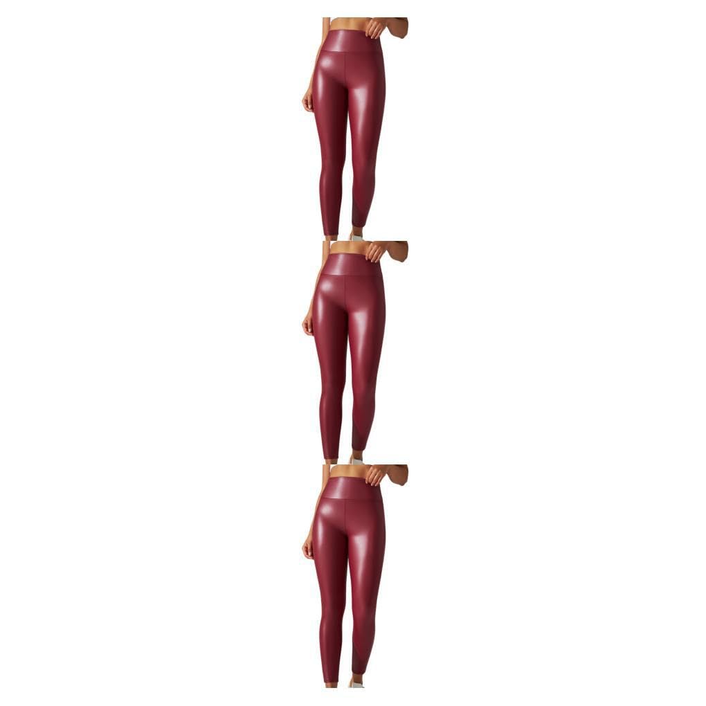 Damen Leder Leggings Yoga Bleistift Hose Skinny Push Up Hose einfarbig Freizeit Mode Strumpfhose große Größe