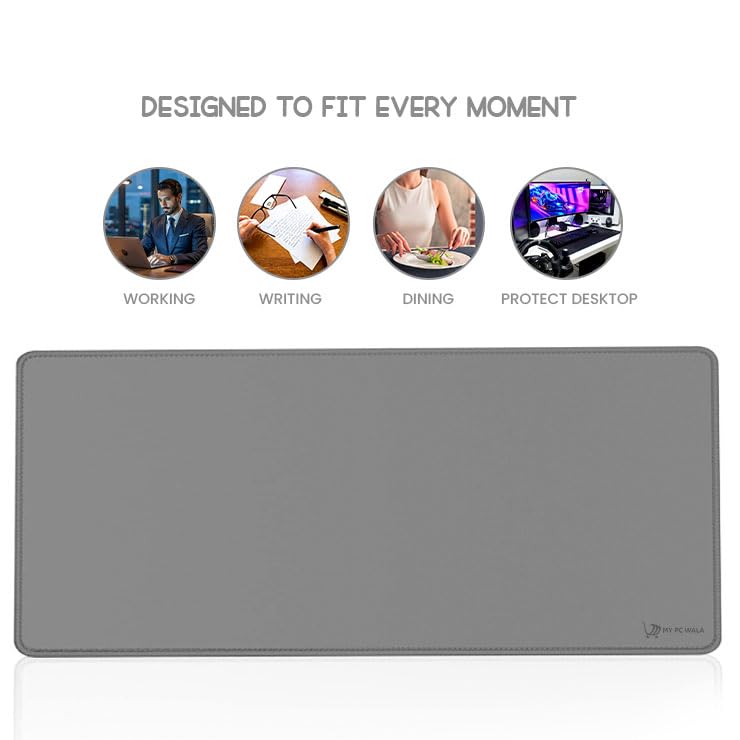 Image of Desk Mat 60x30 cm (11 x 23 inch) Dark Grey | Large Mouse Pad for Office Computer Laptop Keyboard | Waterproof Anti-Slip Rubber Base Desk Mat