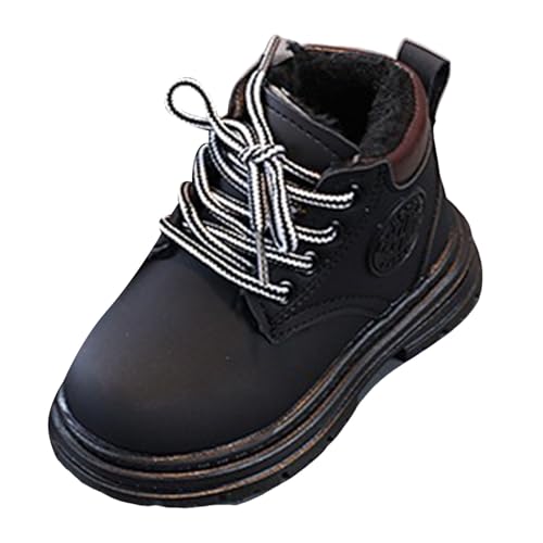 IWIHMIV Girls Boots Boys Lace Up Side Zipper Ankle Boots Outdoor Comfortable Non Slip Winter Ankle Booties for Toddler
