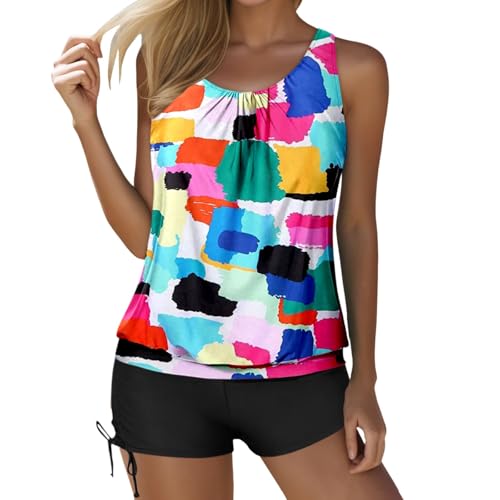 Traje de baño de tirantes sexy europeo y liso para mujer, playa, aguas termales, bikini, traje de baño dividido, camiseta interior para hombre extra, C-multicolor, XL