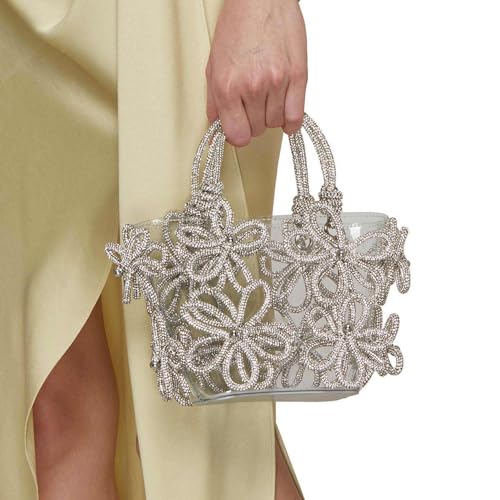 Image of BEBO CREATIONS Designer Party Handbag for Women - Tote Purse With Rhinestone Crystals - Evening Bucket Bag