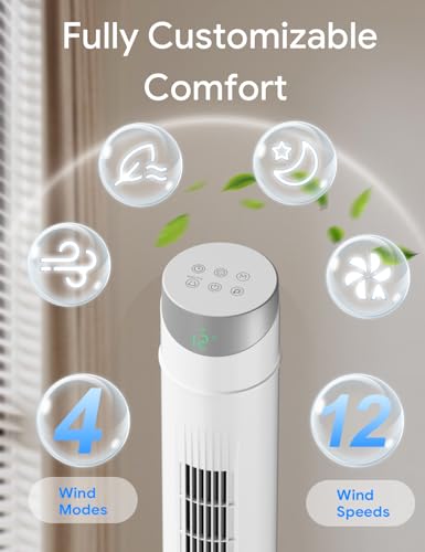 Image of ZAFRO Smart Tower Fan for Bedroom,Upgraded DC Motor Fans that Blow Cold Air