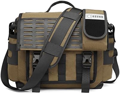 FANDARE Unisex Messenger Bag Canvas Satchel College Tas Outdoor Reizen Boekentas Reizen Werk Schoudertas 14 Laptop Crossbody Tas voor Mannen/Vrouwen, Zwart, L, Messenger Bag