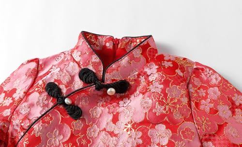 LittleSpring Girls Qipao Dress Long Sleeve Fleece Lined Chinese Dress 1-10 Years3