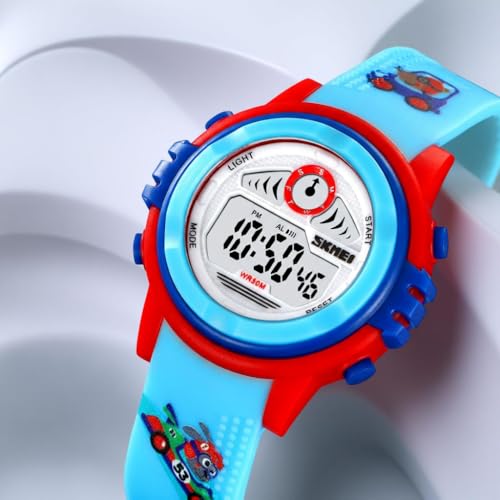 Image of SKMEI Kids Sports Digital Watch, Multi Color Dial Lightweight ABC CaseWatch for Boys & Girls, TPU Soft Rubber Band, Water Resistant 50M, Alarm, Chrono, Date Display Watch for Kids-2266
