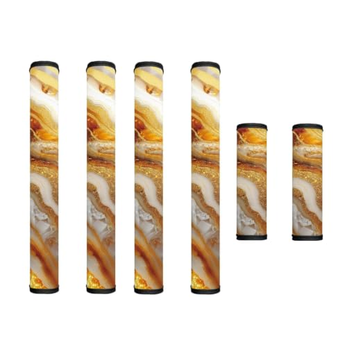 Image of Refrigerator Door Handle Covers Set of 6 Washable Kitchen Appliance Decor Handles Keep Clean Anti-Slip Fridge Accessories Home Decor, Gold Gray Marble Print