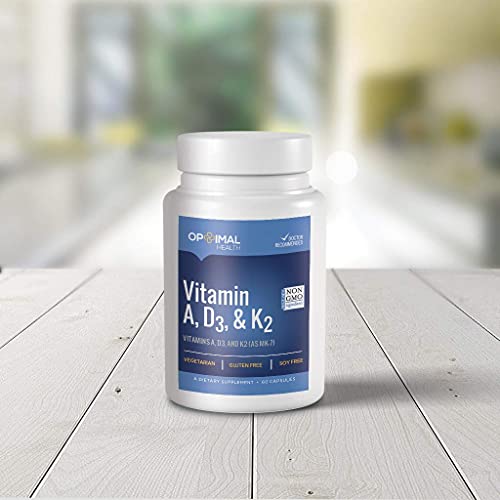 Optimal Health Vitamin Adk Supplement With Vitamins A, 5000Iu Vitamin D3, And 500Mcg Vitamin K2 (As Mk-7) | Immune, Heart, & Bone Support | Non Gmo | Gluten & Soy Free #TOP3