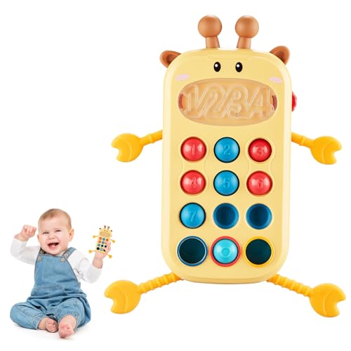 Image of IGOLFLUCK Montessori Toys for 1 Year Old, Sensory Toys for Toddlers 1-3, Food Grade Silicone Pull String Activity Toy, Travel Toys for Babies Boys Girls 1 2 3 Year Old (Yellow)
