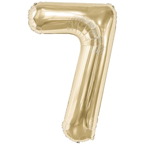 Image of KatchOn, Number 7 Balloon, 40 Inch Champagne Gold Foil Number Balloon