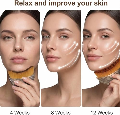 Image of New Lymphatic Contour Face Brush, Manual Facial Sculpting & Lymphatic Drainage Massager, Ergonomic Hypoallergenic Soft Bristles Brush for Anti-Puffiness, Detox & Lift, Improves Skin Glow & Absorption {PACK OF 1}