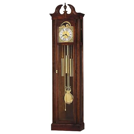 Howard Miller Hau Floor Clock II 549-022 – Windsor Cherry Vertical Home Decor with Chain-Driven, Single-Chime Movement & Chime Silence Option